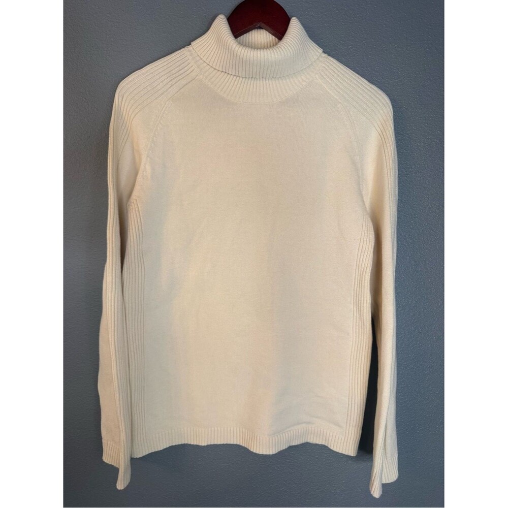 Polo Ralph Lauren Ribbed Turtleneck Sweater Cotton Womens XL Cream Ivory Preppy